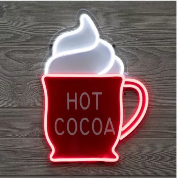 Hot Cocoa LED Neon Sign Red Neon Hot Cocoa Sign - Picture 1 of 4